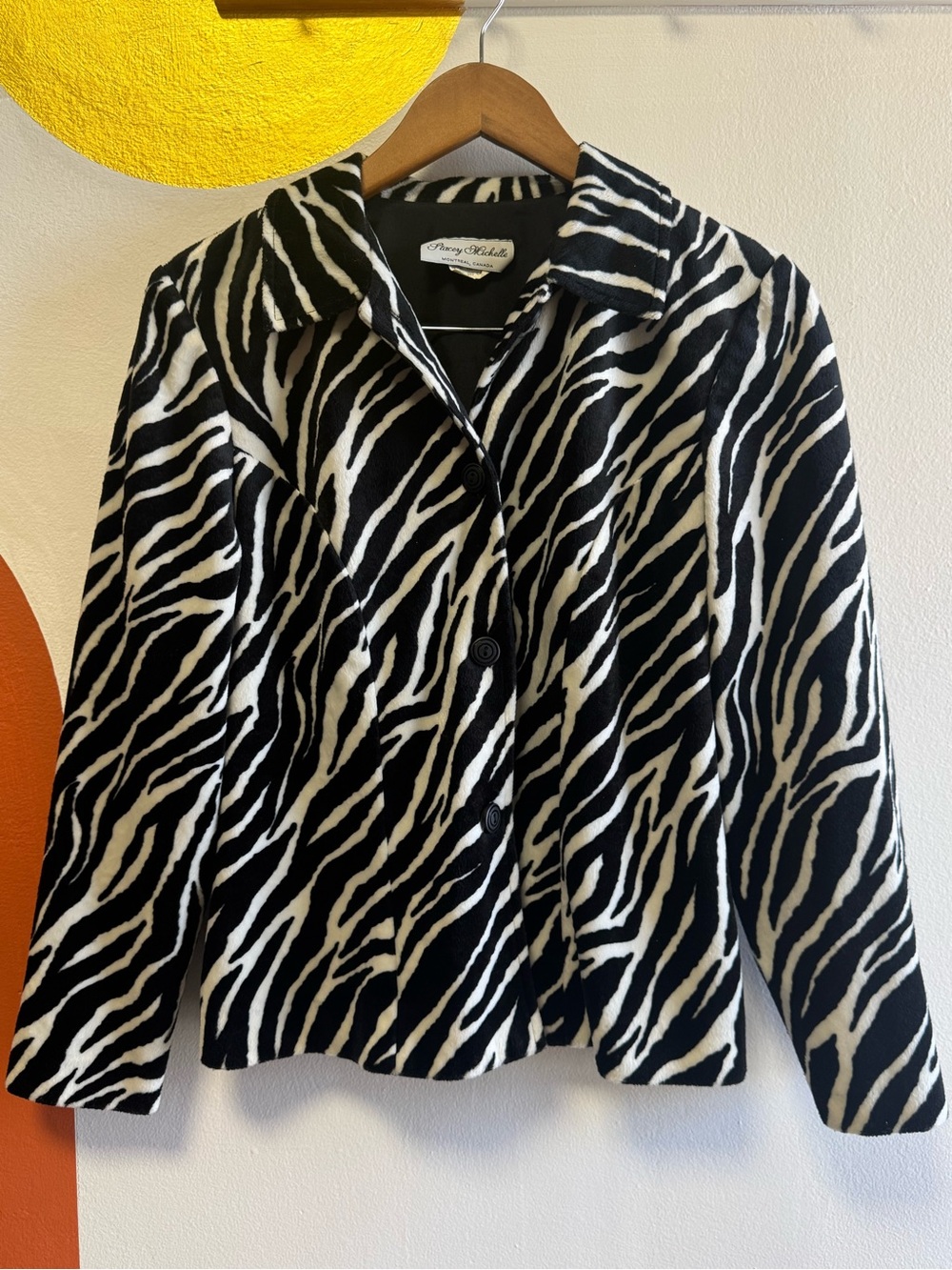 Vintage 1990s Made in Canada Stacey Michelle Montreal Zebra Print Jacket